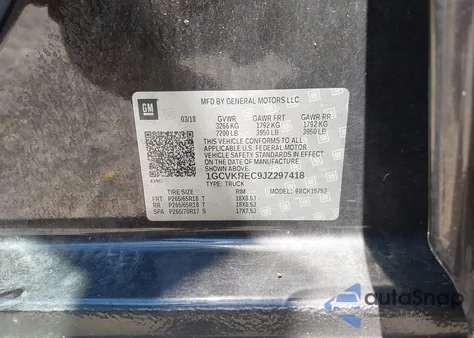 2018 Chevrolet Silverado 1500 1Lt from USA, damaged, VIN 1GCVKREC9JZ297418